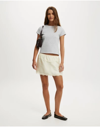 Cotton On - Estelle Satin Lace Slip Mini Skirt