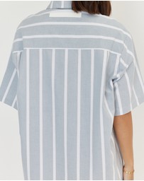 ALEXANDRA - Apex Dress Chambray Sage Stripe