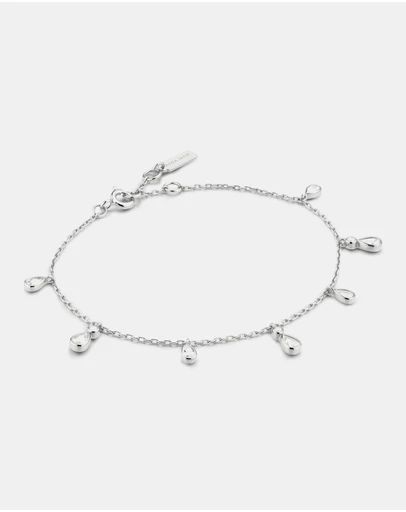 Ania Haie - Silver Bezel-Set Teardrop Dangle Station Bracelet