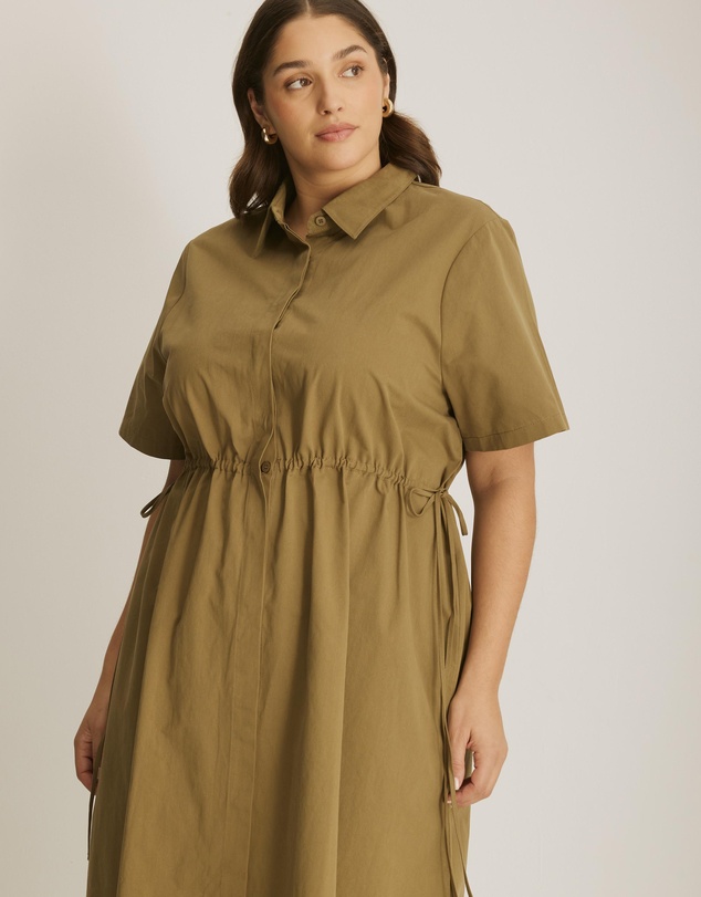 Atmos&Here Curvy - Tara Cinch Waist Midi Shirt Dress