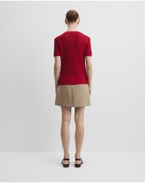 Country Road - Waffle Short Sleeve Button Knit