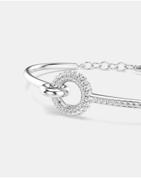 Swarovski - Dextera Bangle, Round Cut, White, Rhodium Plated