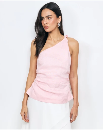 AERE - Penny Linen One Shoulder Top