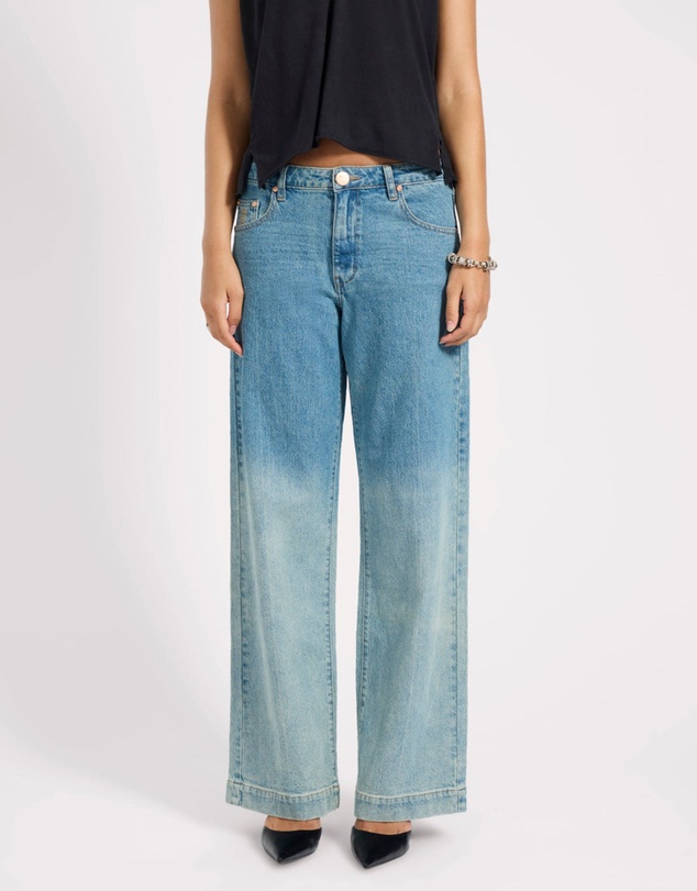 ONE TEASPOON - Low Riders Low Waist Wide Leg Denim Jeans - Texas Blue