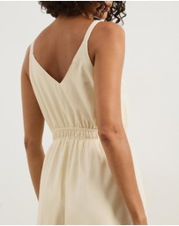 Atmos&Here - Allegra Linen Blend Button Front Maxi Dress
