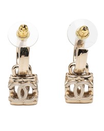 Pre-Loved by Azura Reborn - Pre-Loved CC Gold Plated Enamel Cube Drop Hoop Push Back Earrings