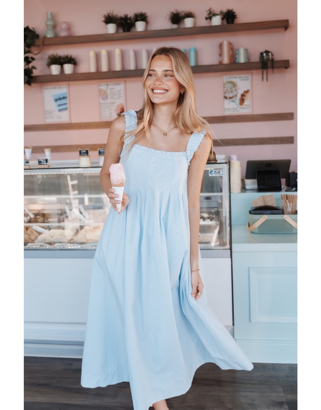 Petal & Pup - Madalyn Pleated Midi Dress - Light Blue