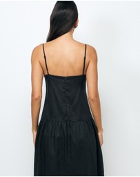 AERE - Bree V Neck Linen Maxi Dress