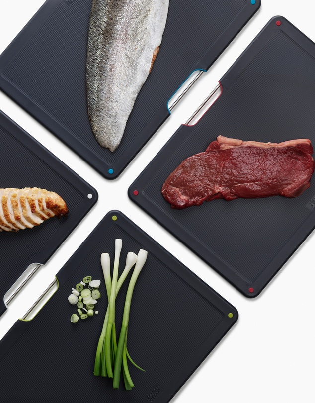 Joseph Joseph - Folio™ Steel 4-piece Chopping Board Set with Stainless Steel Storage Case (Carbon Black)