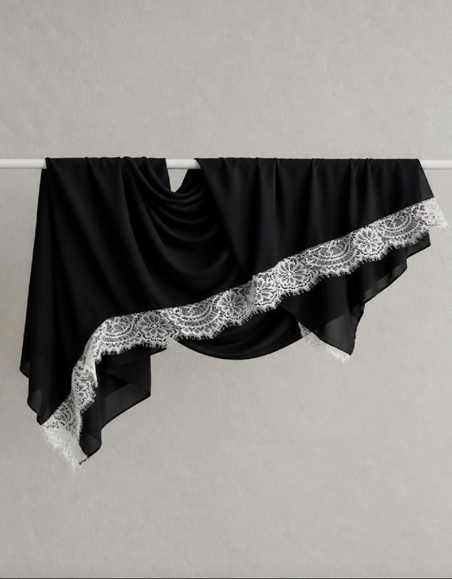 Mod Squad - Lace trim modal hijab - Midnight with Snow trim