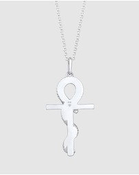 Kuzzoi - ICONIC EXCLUSIVE - Necklace Men Cross Pendant Snake Symbol in 925 Sterling Silver