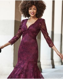 Sosandar - Lace Twist Front Midi Dress