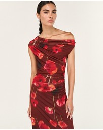 Staple the Label - Vivi Mesh Asymmetrical Midi Dress