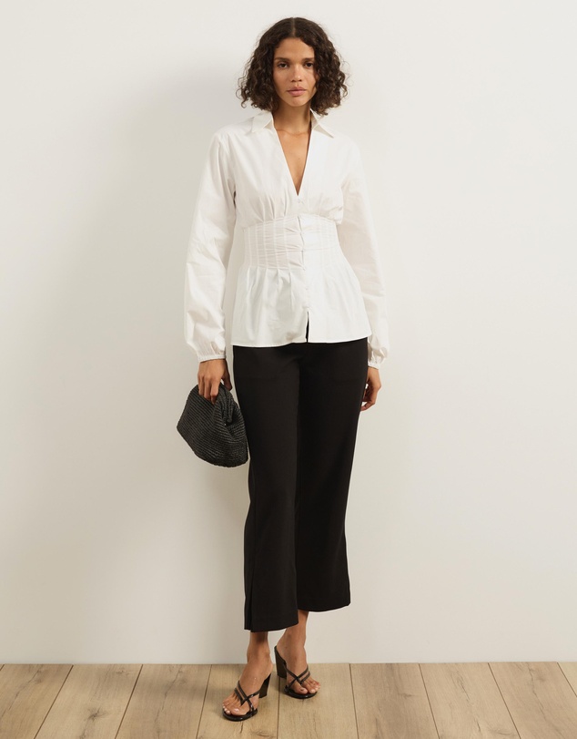 Atmos&Here - Zadie V-Neck Pin Tuck Top