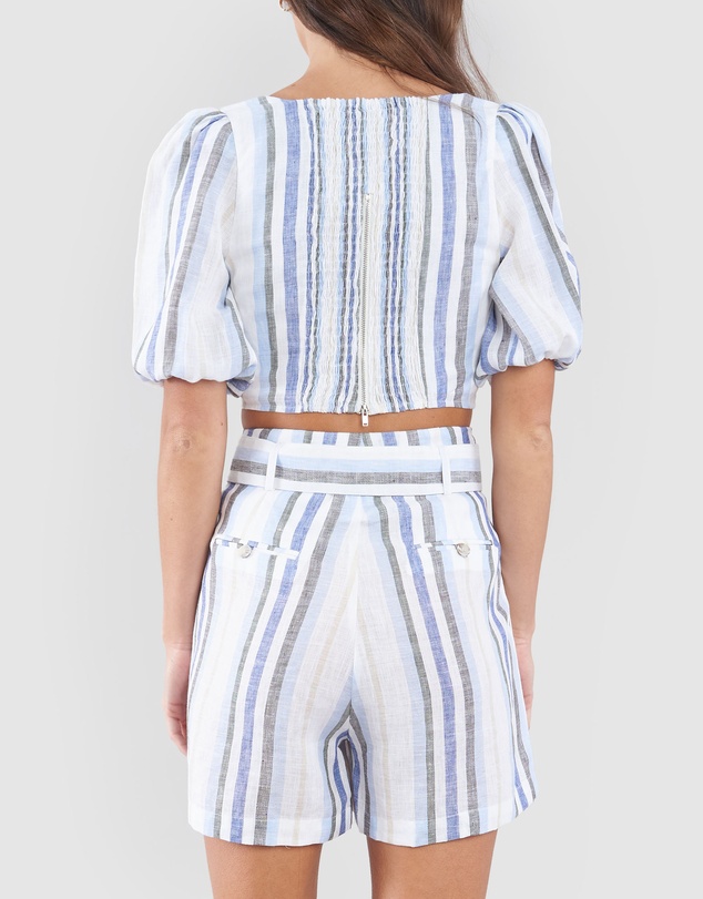 Amelius - Zanci Stripe Linen Crop Top