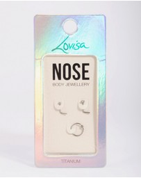 Lovisa - Titanium Diamante Nose Stud Pack