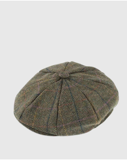 DENTS - Abraham Moon Check Tweed Newsboy Cap