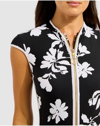 Seafolly - Mayflower Cap Sleeve Zip Front One Piece Swimsuit