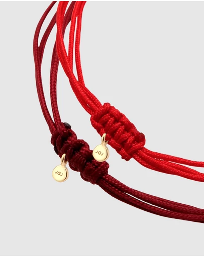 Elli Jewelry - Bracelet Set Women Circle Infinity Red and Burgundy 925 Sterling Silver Gold Plated