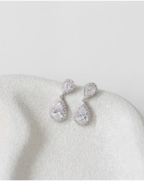 The White Collection - Sophie - Classic Double Teardrop Silver Bridal Earrings