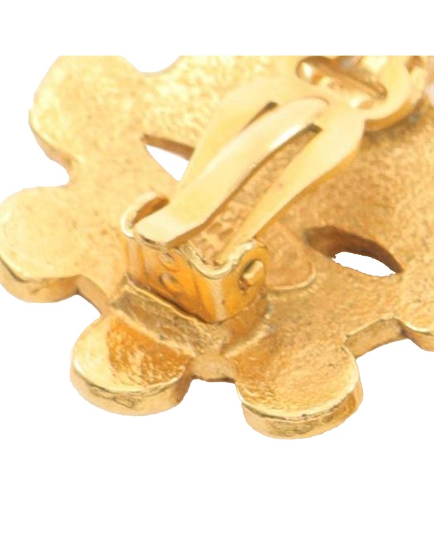 Pre-Loved by Azura Reborn - Pre-Loved Gold Plated CC Floral Clip On Earrings