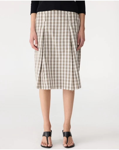 Bassike - Check Box Pleat Detail Skirt
