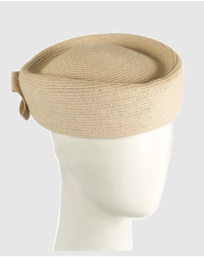 Max Alexander - Beige Braid Pillbox Hat