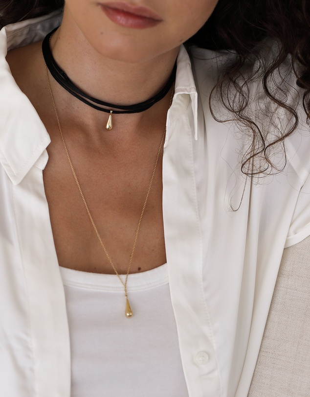Elli Jewelry - Teardrop Pendant Necklace in Gold-Plated 925 Silver