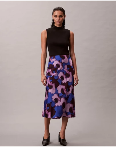 Calvin Klein - Printed Midi Slip Skirt