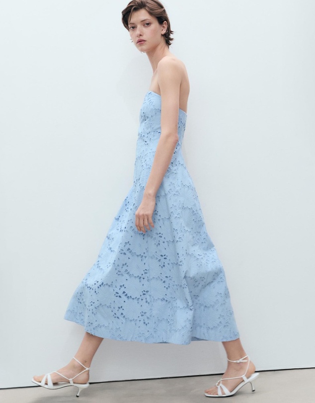 M.N.G - Sky Embroidered Strapless Dress