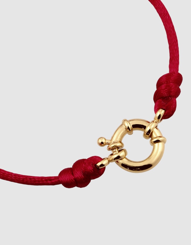 Elli Jewelry - Bracelet Women Satin Ribbon Red 925 Sterling Silver Gold Plated