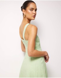 AERE - Pasey Linen Seamed Detail Midi Dress