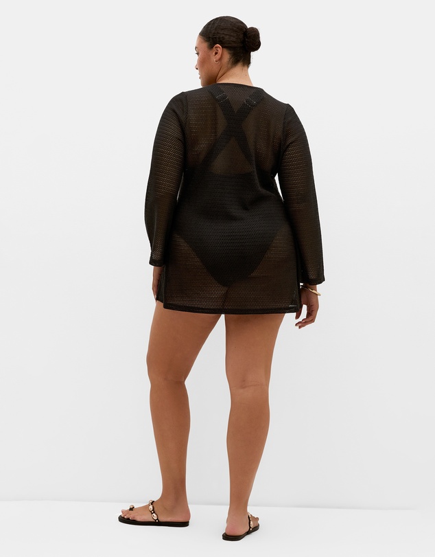 City Chic - Plus size Marbella Cover Up Mini Dress - black