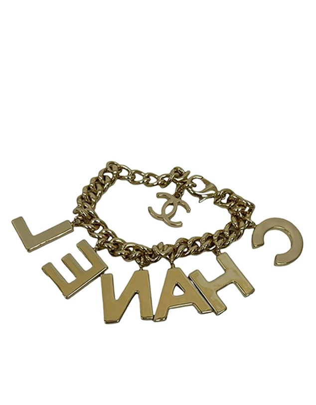 Pre-Loved by Azura Reborn - Pre-Loved CC Gold Plated Lacquered Logo Letter Charms Chain Bracelet