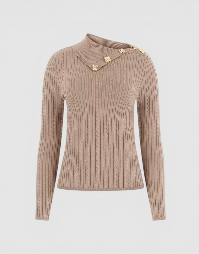 GUESS - Eco Priscilla T-Neck Cable Rib Sweater