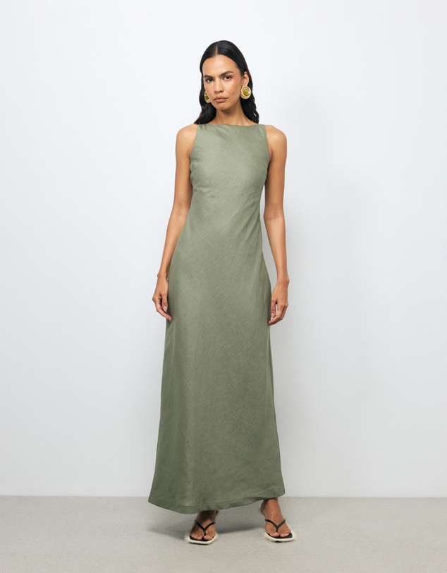 AERE - Jaida Bias Linen Slip Dress