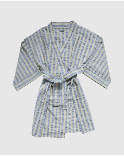 Mosey Me - Butter Blue Seersucker Short Robe