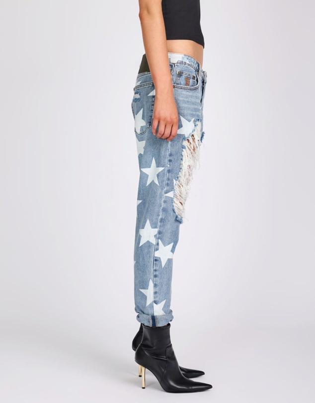 ONE TEASPOON - Saints Low Waist Boyfriend Denim Jeans - Starwash Blue