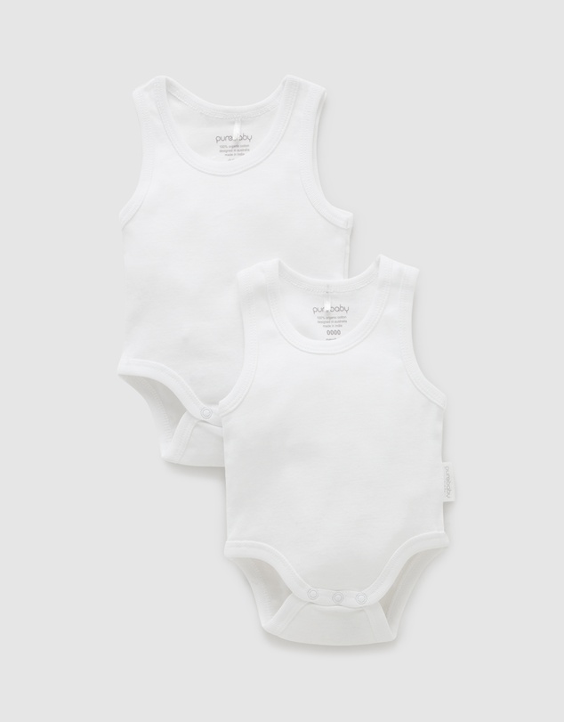 Purebaby - Rib Bodysuit 2 pack-Babies