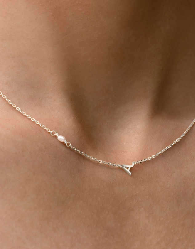 SAINT VALENTINE - Pearl Letter Necklace - Silver