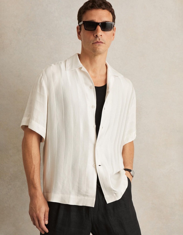 REISS - Melba SS Stripe Jacquard Cuban Shirt