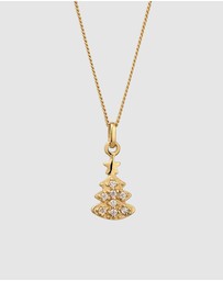 Elli Jewelry - Necklace Women Christmas Tree White Lab Grown Diamond Pendant 925 Sterling Silver Gold Plated