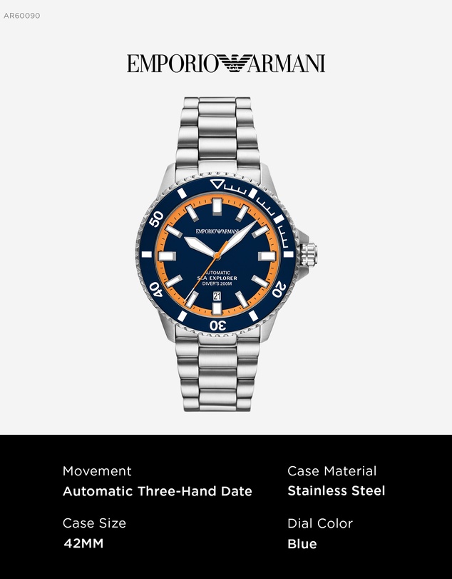 Emporio Armani - Silver Tone Analogue Watch