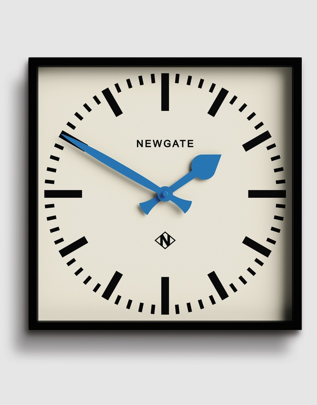 Newgate - Newgate Number Five Wall Clock Black Blue Hands
