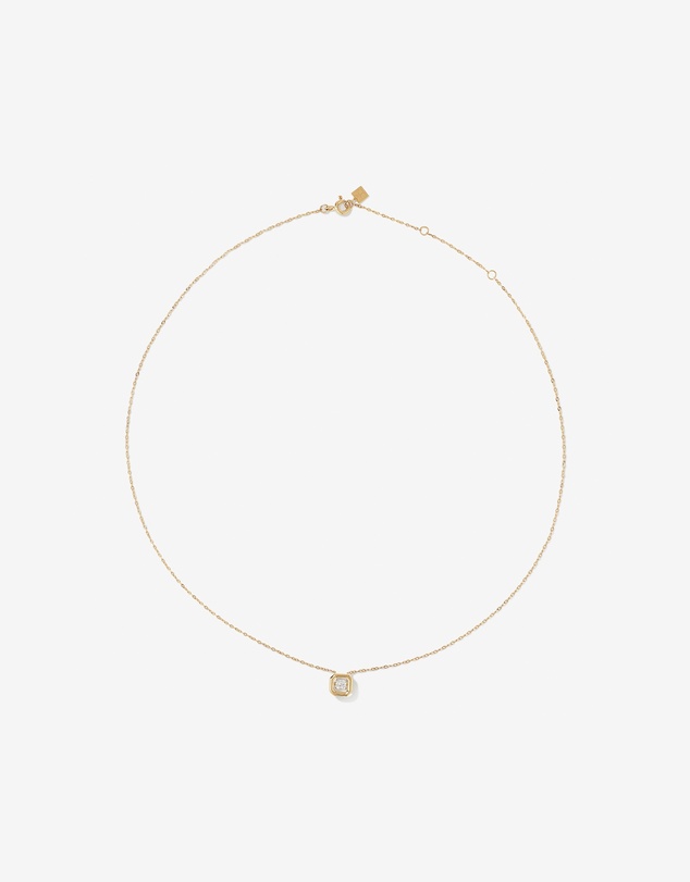 Michael Hill - 0.18 Carat TW Laboratory-Grown Asscher Cut Diamond Necklace in 10kt Yellow Gold