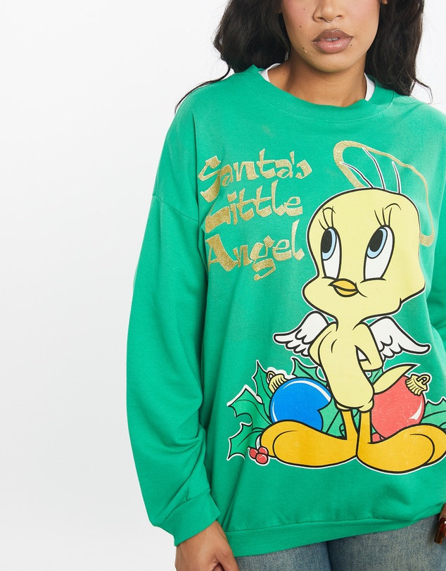 Vintage by The Real Deal - Pre Loved - Vintage 1996 Tweety Bird Looney Tunes Cartoon Christmas Sweatshirt