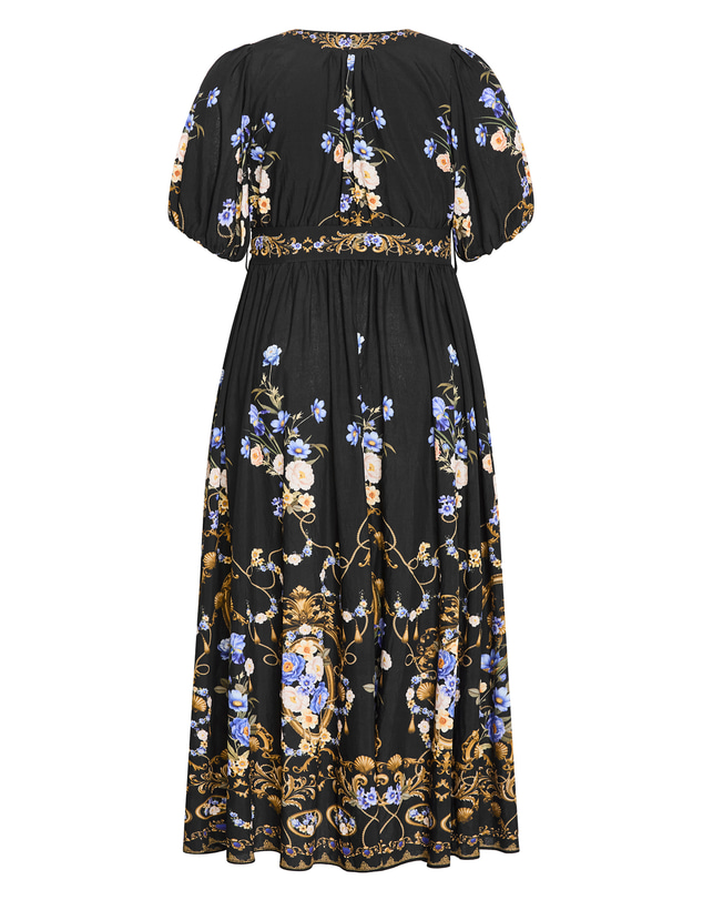 City Chic - Plus size Cassie Border Print Maxi Dress - black