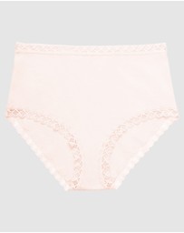 Natori - Bliss Lace Trim Pima Cotton High Waist Full Brief