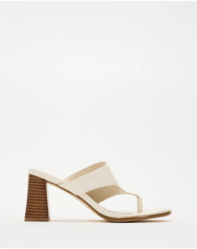 AERE - Cora Leather Block Thong Heels