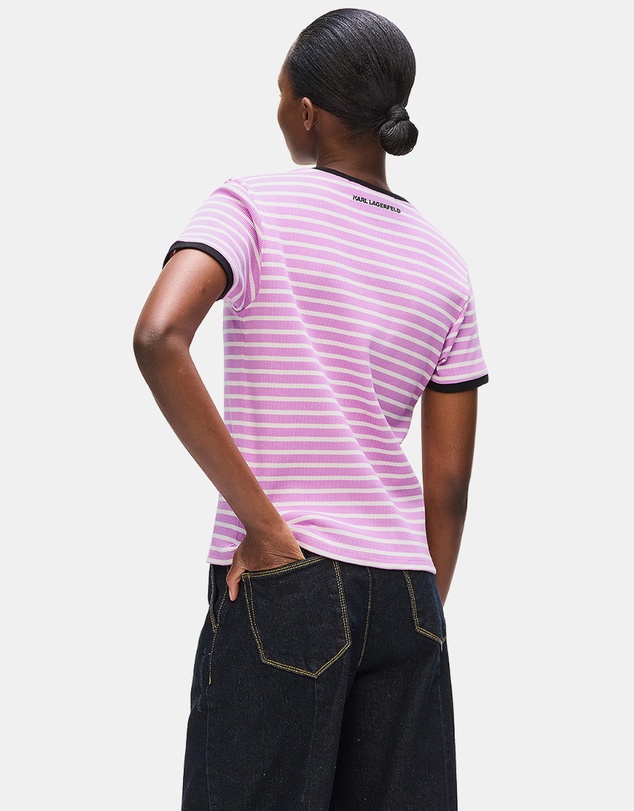 Karl Lagerfeld - Ikon Patch Striped Rib T-Shirt